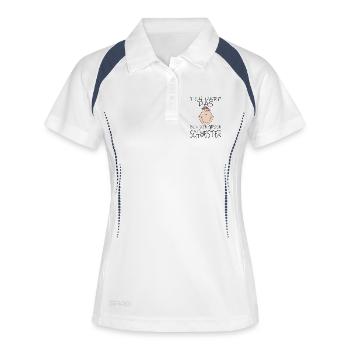 Darf das bin die Große Schwester - Frauen Polo atmungsaktiv - Weiß/Navy - Vorne