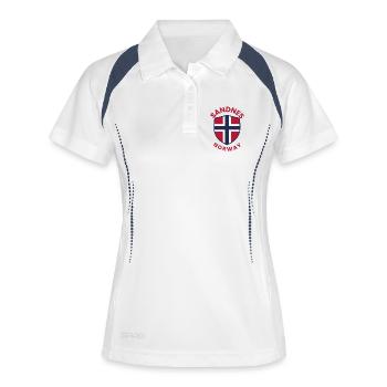 Sandnes-Norwegen-Schild - Frauen Polo atmungsaktiv - Weiß/Navy - Vorne