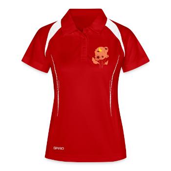 Coquelicot orange avec papillon - Polo respirant Femme - blanc/marine - Devant