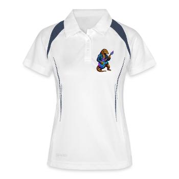 Pangolin avec veste et guitare électrique néon - Polo respirant Femme - blanc/marine - Devant