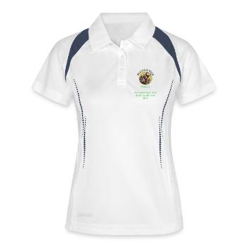 Pilsbock Biber Bier Humor Shirt - Frauen Polo atmungsaktiv - Weiß/Navy - Vorne