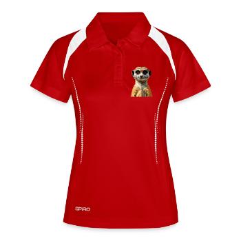 Erdmännchen Meerkat Süßes Surikate Mangusten - Frauen Polo atmungsaktiv - Rot/Weiß - Vorne