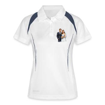 Jeunes mariés de dessins animés mariés - Polo respirant Femme - blanc/marine - Devant