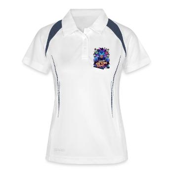 Just one more game - Frauen Polo atmungsaktiv - Weiß/Navy - Vorne