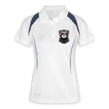 Cooles Frettchen - Frauen Polo atmungsaktiv - Weiß/Navy - Vorne