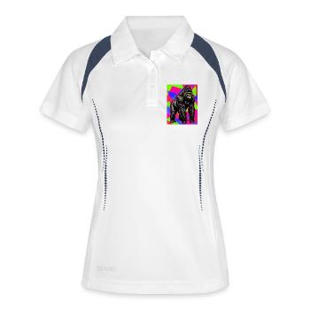 gorille - Polo respirant Femme - blanc/marine - Devant