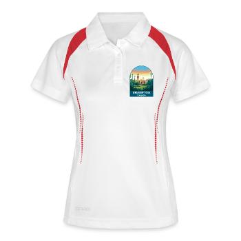 Brampton Canada City Hall Vintage-Reisekunst - Frauen Polo atmungsaktiv - Weiß/Navy - Vorne