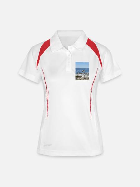 Mode vacances - Polo respirant Femme - blanc/marine