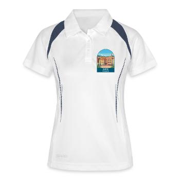 Belle affiche de voyage vintage sur la Côte d’Azur France - Polo respirant Femme - blanc/marine - Devant