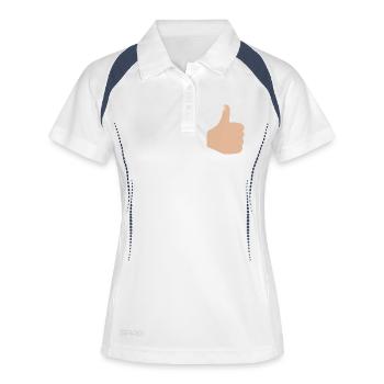 Graphique de geste de la main pouce levé - Polo respirant Femme - blanc/marine - Devant