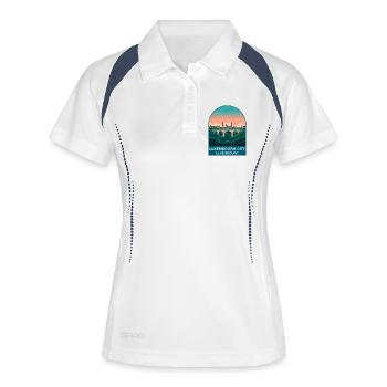 Luxembourg City Vintage-Reiseplakat-Kunst - Frauen Polo atmungsaktiv - Weiß/Navy - Vorne