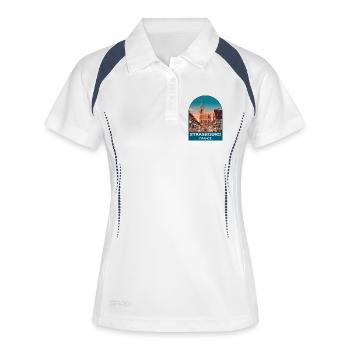 Straßburg, Frankreich Vintage-Reiseplakat-Design - Frauen Polo atmungsaktiv - Weiß/Navy - Vorne