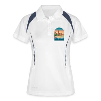 San Sebastian Spanien Vintage-Reiseplakat - Frauen Polo atmungsaktiv - Weiß/Navy - Vorne