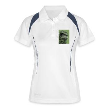 Kakapo Illustration in Grün - Frauen Polo atmungsaktiv - Weiß/Navy - Vorne