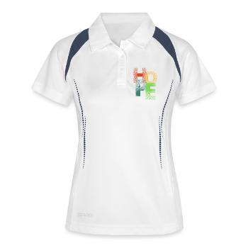 Hoffnung in farbigen Strahlen - Frauen Polo atmungsaktiv - Weiß/Navy - Vorne