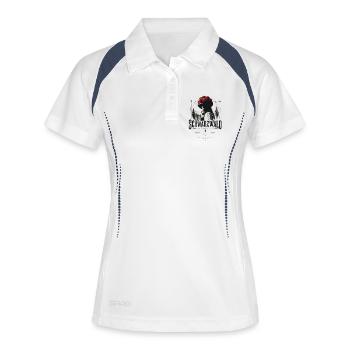 Schwarzwald Silhouette mit Bollehut - Frauen Polo atmungsaktiv - Weiß/Navy - Vorne