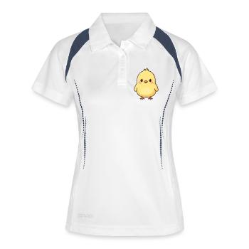 Niedliche Kawaii Küken Huhn Geschenk Bauern - Frauen Polo atmungsaktiv - Weiß/Navy - Vorne