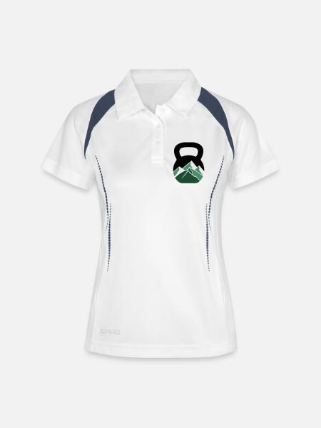 Mountain Kettlebell – Outdoor Fitness - Lift Mountains - Women's Polo breathable - white/navy