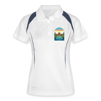 Vientiane Laos Vintage Temple Travel Illustration - Women's Polo breathable - white/navy - Front