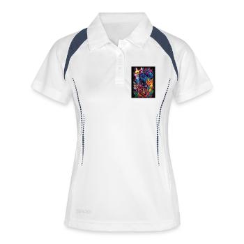 Cat_02 - Polo respirant Femme - blanc/marine - Devant
