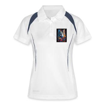 Cat_04 - Polo respirant Femme - blanc/marine - Devant
