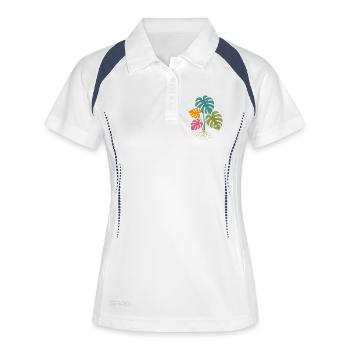 Colorful Monstera Leaves with Roots Tropical - Women's Polo breathable - white/navy - Front