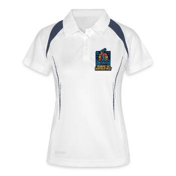 Erobere die Digitale Welt im Retro-Stil - Frauen Polo atmungsaktiv - Weiß/Navy - Vorne
