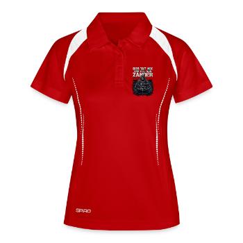 Zander Angler - Frauen Polo atmungsaktiv - Weiß/Navy - Vorne