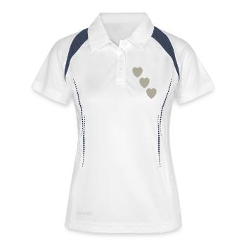 Trois Cœurs Greige | Conception minimale - Polo respirant Femme - blanc/marine - Devant
