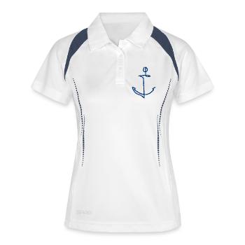 Anker Boot Motorboot Kapitän - Frauen Polo atmungsaktiv - Weiß/Navy - Vorne