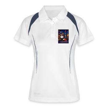 Beak Apple – Drôle de design de pingouin new-yorkais - Polo respirant Femme - blanc/marine - Devant