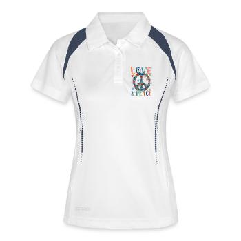 Love and Peace Floral Sign in Watercolor Style - Women's Polo breathable - white/navy - Front
