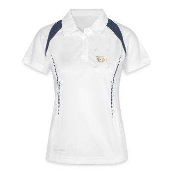 BEVOR DU FRAGST: NEIN! - Frauen Polo atmungsaktiv - Weiß/Navy - Vorne
