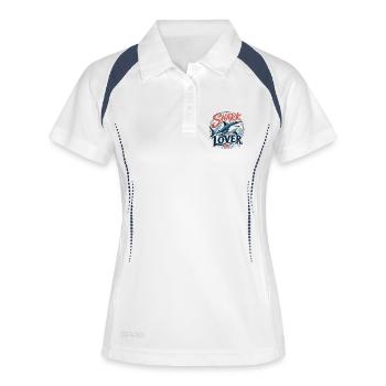 Shark Lover - T-Shirt für Hai-Fans - Frauen Polo atmungsaktiv - Weiß/Navy - Vorne