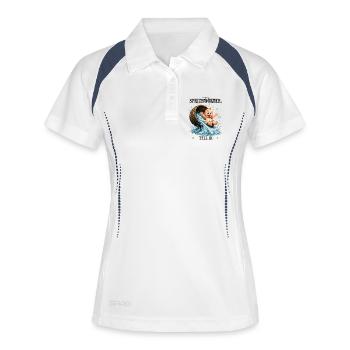 Sprichwort Das Kind mit dem Bade ausschütten - Frauen Polo atmungsaktiv - Weiß/Navy - Vorne