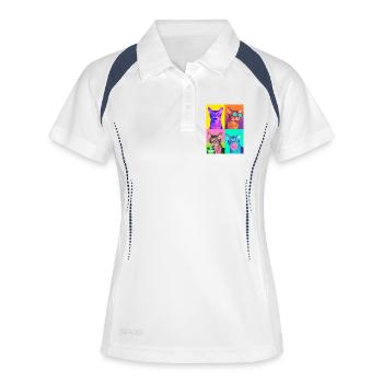 Chats Chat Abyssinian - Polo respirant Femme - blanc/marine - Devant