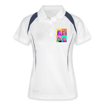 Chats American Curl Cat - Polo respirant Femme - blanc/marine - Devant
