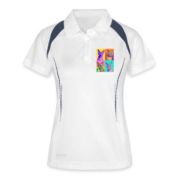 Chats Devon Rex Cat - Polo respirant Femme - blanc/marine - Devant