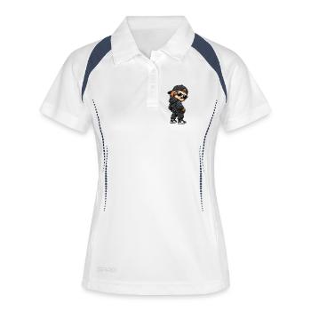 Paresseux gangster cool dans le style streetwear - Polo respirant Femme - blanc/marine - Devant