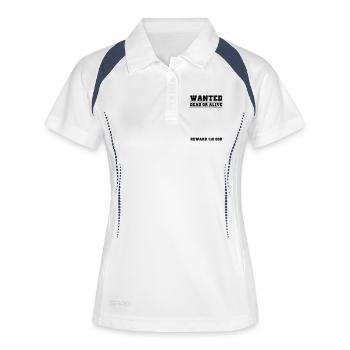 wanted selber gestalten - Frauen Polo atmungsaktiv - Weiß/Navy - Vorne