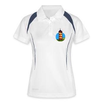 Leuchtturm Pilsum Wahrzeichen - Frauen Polo atmungsaktiv - Weiß/Navy - Vorne