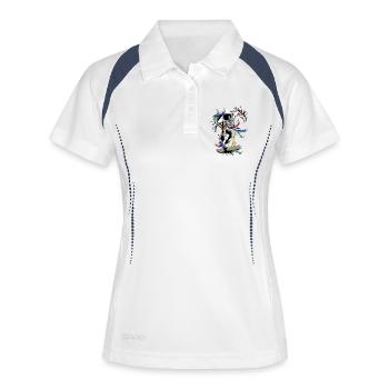 Skate - Skateboard - Skateboarder - Frauen Polo atmungsaktiv - Weiß/Navy - Vorne