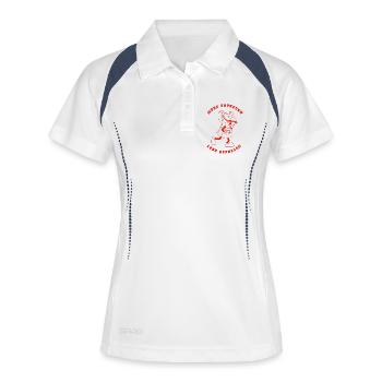 More Espresso Less Depresso red - Frauen Polo atmungsaktiv - Weiß/Navy - Vorne