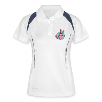 Rabbit thumbs down - Women's Polo breathable - white/navy - Front