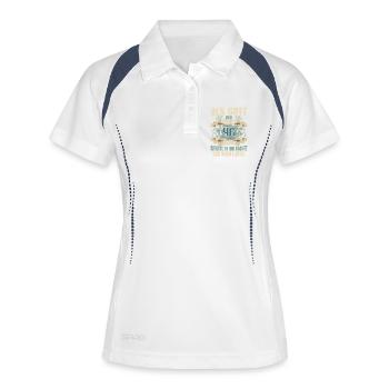 46. Geburtstag Als Gott Mich Schuf Vor - Frauen Polo atmungsaktiv - Weiß/Navy - Vorne