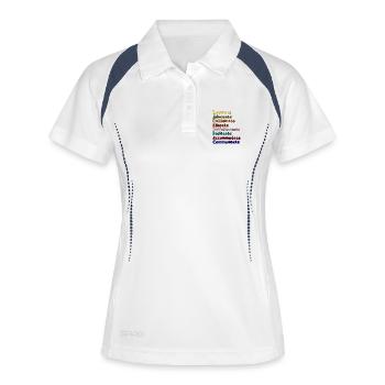 Verbes d’action colorés pour l’éducation - Polo respirant Femme - blanc/marine - Devant