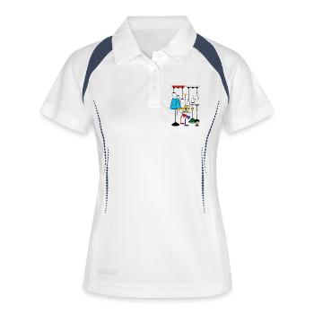 Beleuchtung Lampen Shop - Frauen Polo atmungsaktiv - Weiß/Navy - Vorne