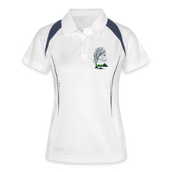 Arbre et montagnes minimaliste - Polo respirant Femme - blanc/marine - Devant