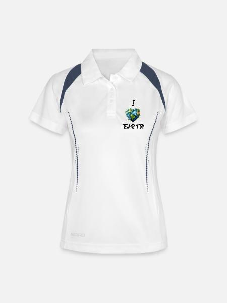 I Love Earth - Women's Polo breathable - white/navy