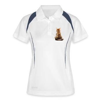 Bobtail américain - Polo respirant Femme - blanc/marine - Devant